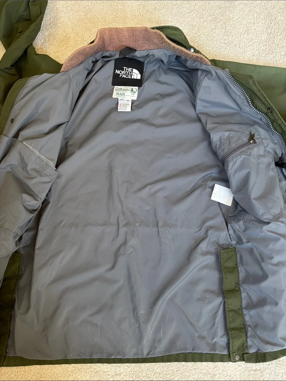 Vintage North Face Jacket National Parks Goretex USA‎ Field Green Mens Medium